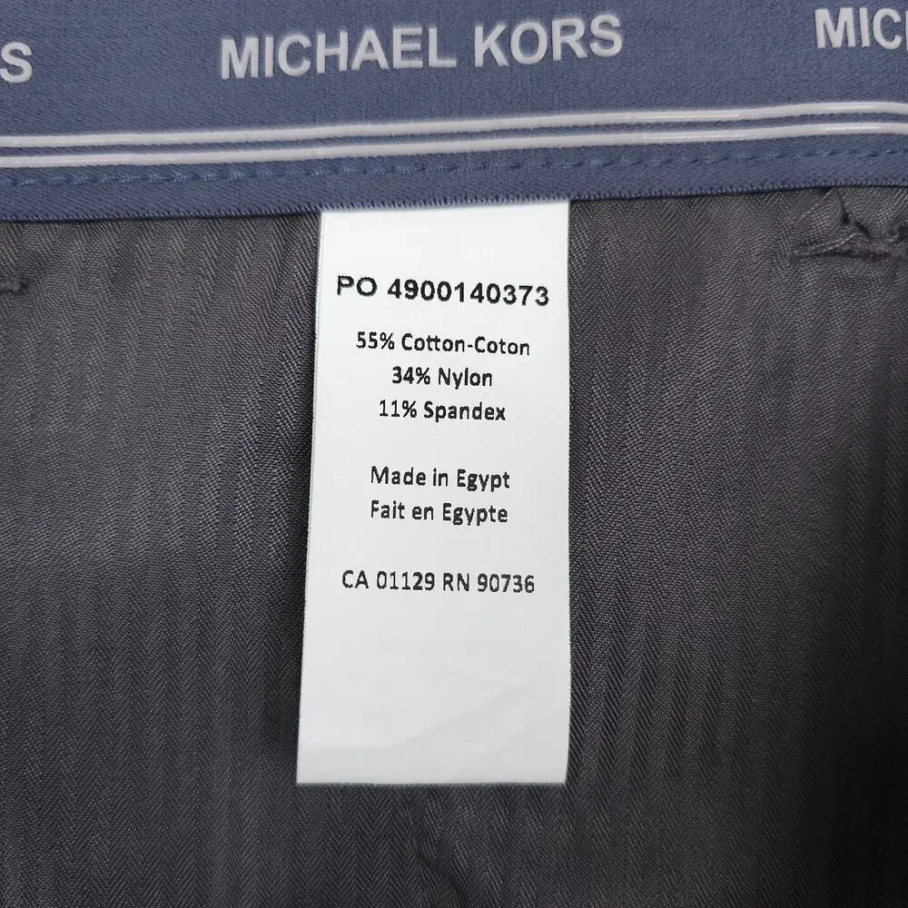 Michael Kors Mens Classic Fit Dress Pants 36x31 Slate Grey Solid Stretch Cotton